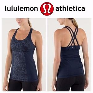 Lululemon Energy Tank Paisley Inkwell Blue & Black